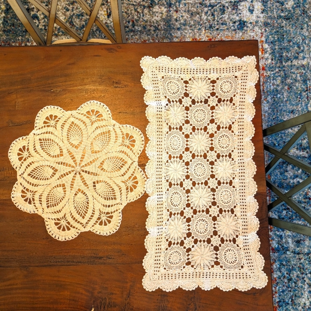2 Vintage Hand Crafted Crochet Doilies